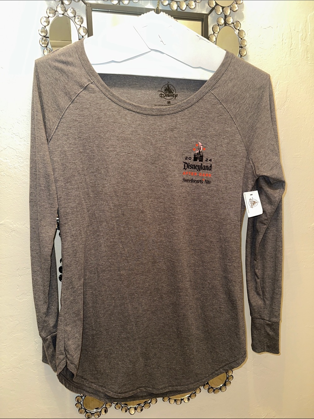 Disney After Dark 2024 Heather Gray Long Sleeve Tee NWT